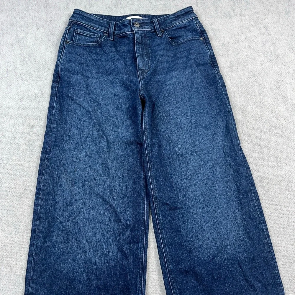 Maurices Jeans Women 1o Baggy Wide Leg High Rise Dark Wash Denim Regular Fit